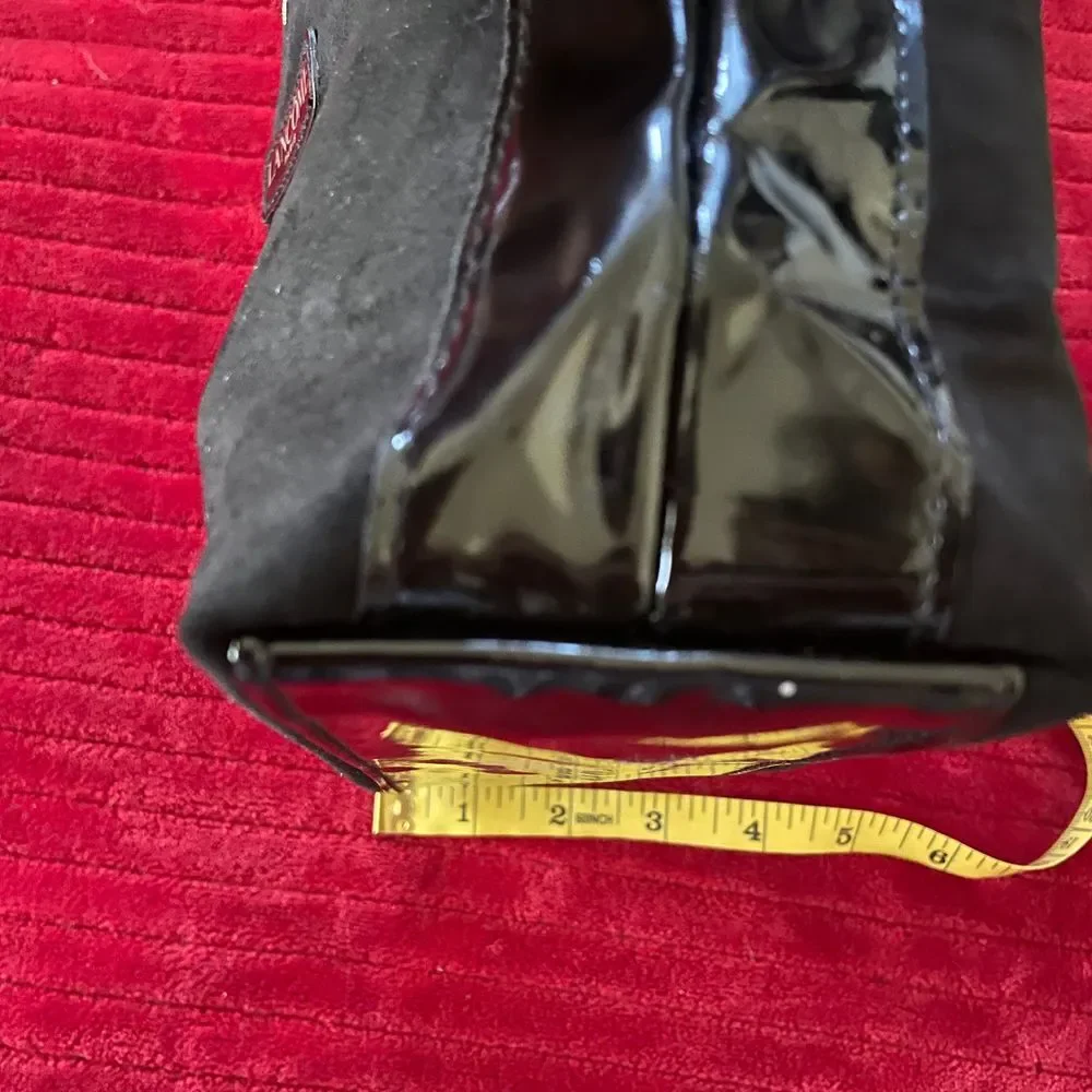 LANCOME Paris Cosmetic Makeup‎ Travel Bag Black Suede with Patent Leather NEW